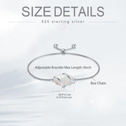 Sterling Silver Abalone Shell Square Charm Adjustable Bolo Bracelet