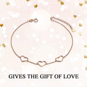 14K Gold Fine Love Heart Charm Bracelet