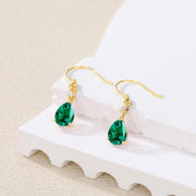 14K Gold 3CT Artificial Birthstone Pear Dangle Earrings