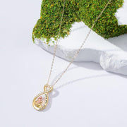 14K Gold & 5A CZ Father-Daughter Necklace