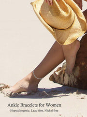 Sterling Silver Turquoise Beaded Chain Anklet Bracelet