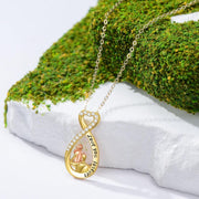 14K Gold & 5A CZ Father-Daughter Necklace