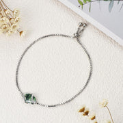 Sterling Silver Abalone Shell Square Charm Adjustable Bolo Bracelet