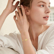 Gold 925 Sterling Silver Heart-Shaped Horses Adjustable Bracelet