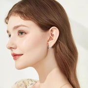 Sterling Silver Simulated Opal Hoop Earrings