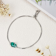 Sterling Silver Abalone Shell Square Charm Adjustable Bolo Bracelet