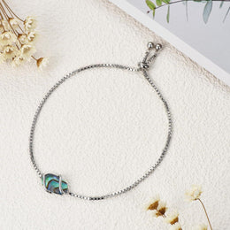 Sterling Silver Abalone Shell Square Charm Adjustable Bolo Bracelet