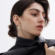 Sterling Silver Skull with Hat Huggie Hoop Earrings