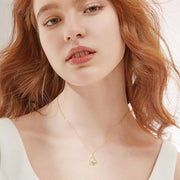 14K Gold Heart Gecko Pendant Necklace