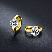 18K Gold Round Cut Moissanite Huggie Hoop Earrings