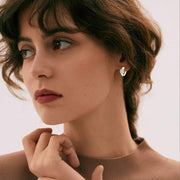 18K Gold Round Cut Moissanite Huggie Hoop Earrings