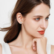 Sterling Silver Heart-Shaped Opal Cat Stud Earrings