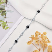 Sterling Silver Turquoise Beaded Chain Anklet Bracelet