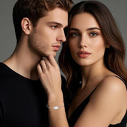 Sterling Silver Abalone Shell Square Charm Adjustable Bolo Bracelet