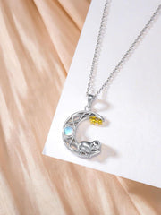 Sterling Silver Moon Sloth Pendant Necklace