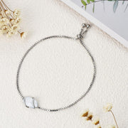 Sterling Silver Abalone Shell Square Charm Adjustable Bolo Bracelet