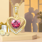 14K Gold & Birthstone Heart Necklace