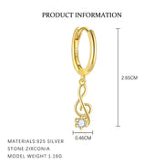 Sterling Silver Musical Note Fashion Earrings