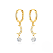 Sterling Silver New Ins Creative Moon Star Earrings