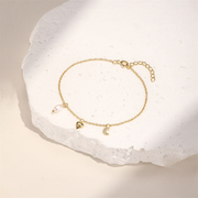 Sterling Silver Exquisite Layered Love Moon Pearl Bracelet