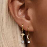 Sterling Silver New Creative Moon Star Earrings