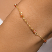 Sterling Silver Agate Beaded Bracelet