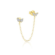 Sterling Silver Fashion Minimalist Butterfly Tassel Chain Earrings For Women, European And American French Style Exquisite Luxury With Zirconia