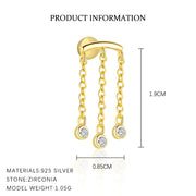 Gold & Sterling Silver Geometric White Zircon Ear Studs