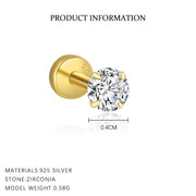 Gold & Sterling Silver Geometric White Zircon Ear Studs