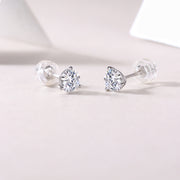 Freeze Frame Luxury Fashion Diamond Earrings Stud Set With Mosan Diamond Silver Jewelry
